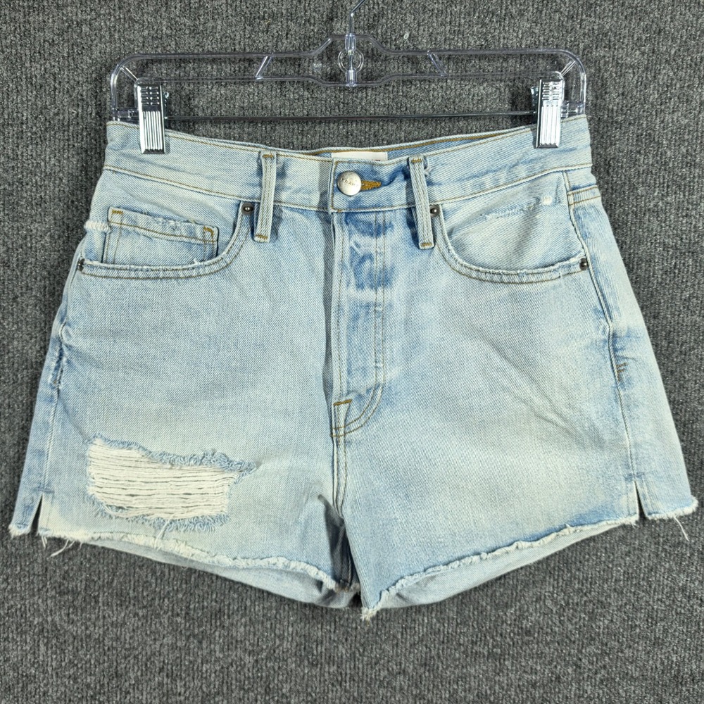 FRAME Le Original Short Women 27 Light‎ Wash Distressed Denim Cutoff Shorts